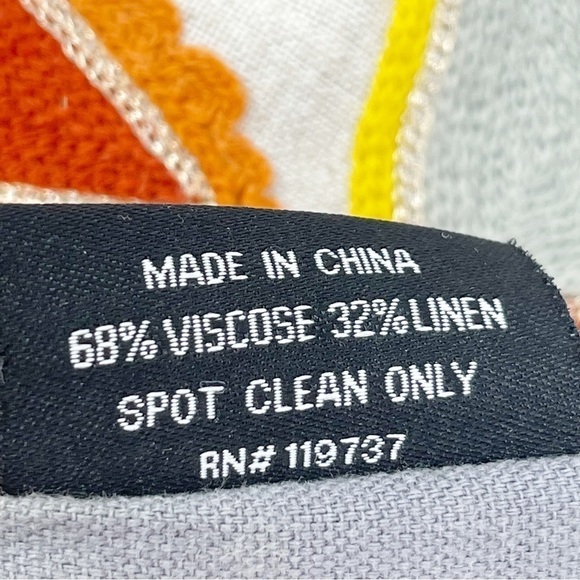 ENVOGUE Embroidered Lumbar Pillow Cover Linen Blend Paisley Multicolor 15” X 23” - Picture 7 of 7